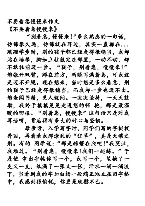 不要着急慢慢来作文