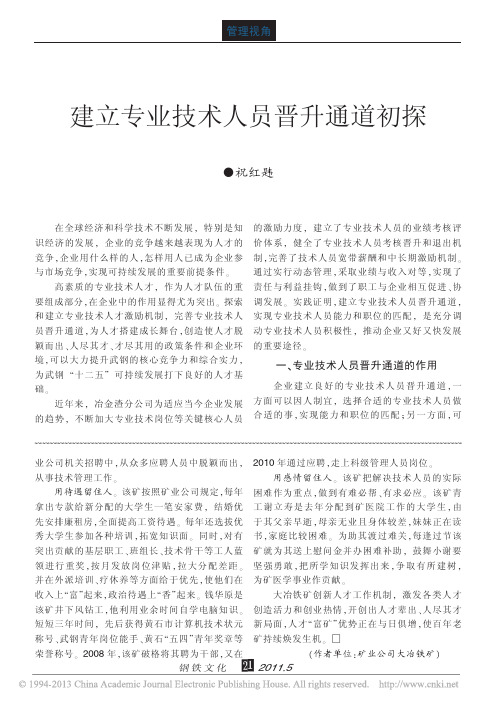 建立专业技术人员晋升通道初探_祝红韪