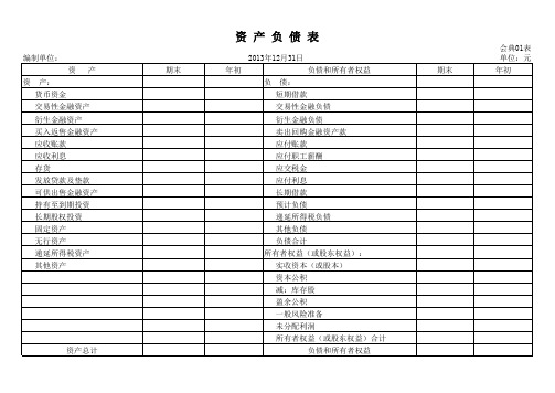典当行财务报表