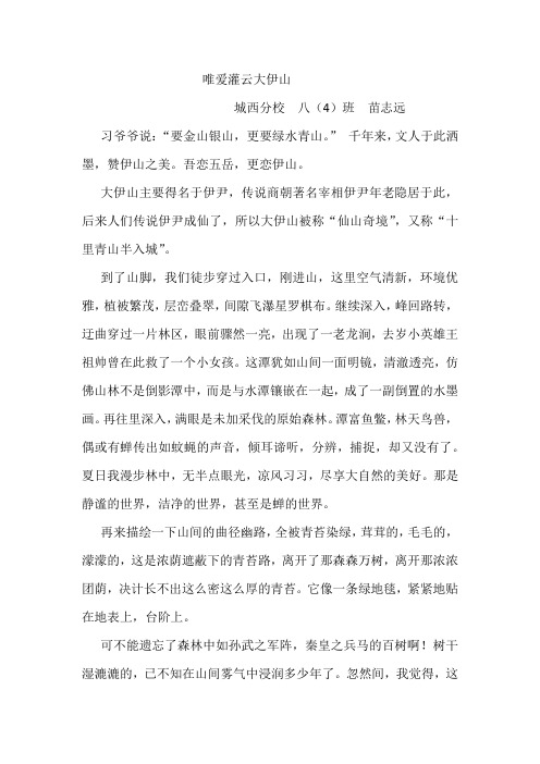 唯爱灌云大伊山    八(4)苗志远