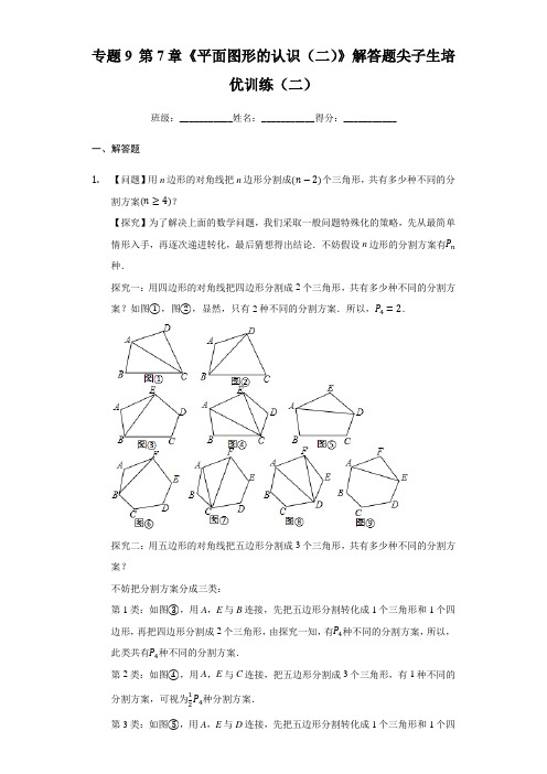 专题9 第7章《平面图形的认识(二)》解答题尖子生培优训练(二)(解析版)-(苏科版)