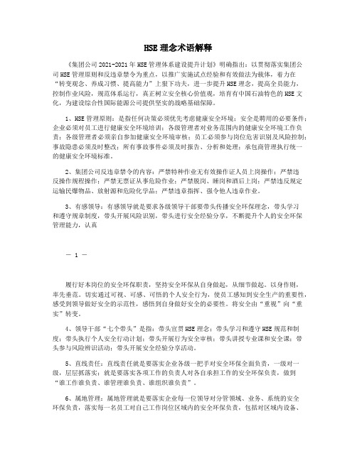 HSE理念术语解释