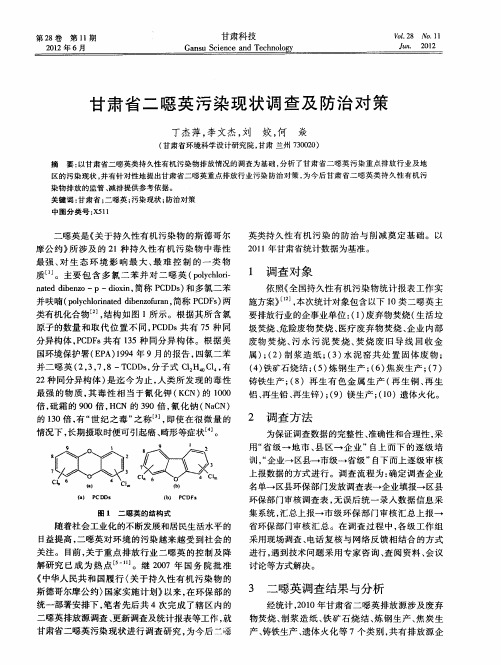 甘肃省二恶英污染现状调查及防治对策