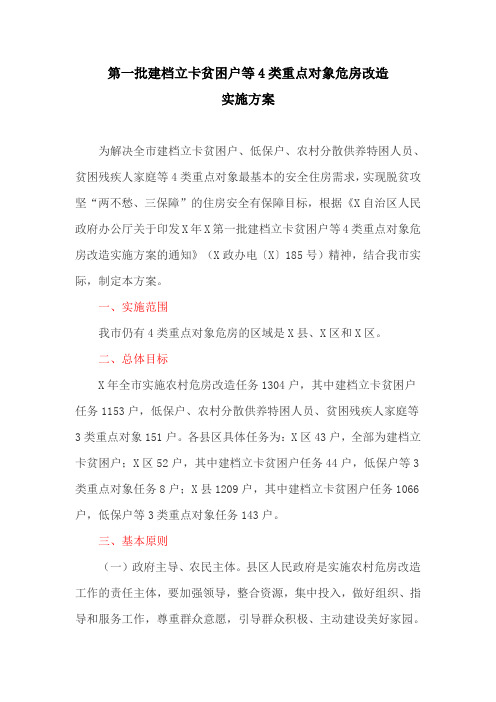 第一批建档立卡贫困户等4类重点对象危房改造实施方案(最新)