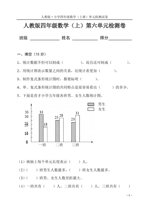 人教版四年级上册数学第七单元检测卷(含答案)