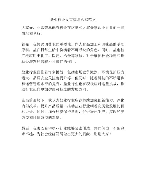 盐业行业发言稿怎么写范文