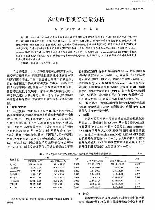 沟状声带嗓音定量分析