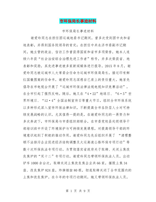 市环保局长事迹材料