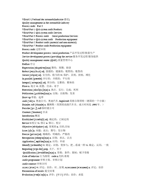 VDA 6.3 2010英文版常见词汇