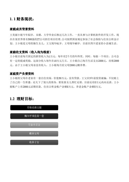 AFP案例分析王美丽小姐的理财规划
