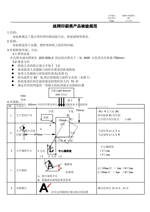 丝网印刷类产品检验规范