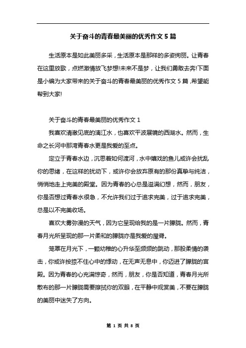 关于奋斗的青春最美丽的优秀作文5篇