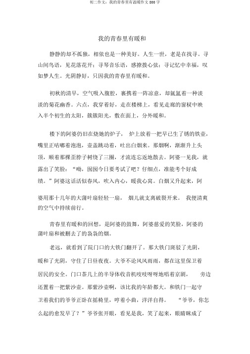 初二作文：我的青春里有温暖作文800字