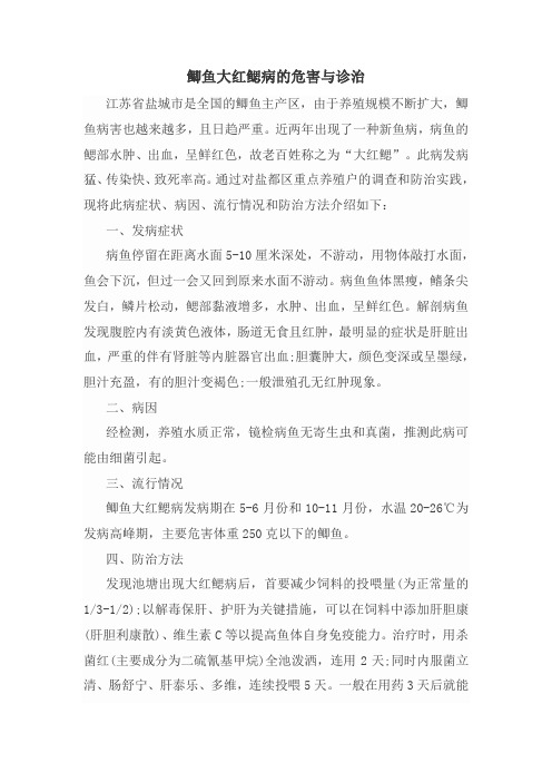 鲫鱼大红鳃病的危害与诊治