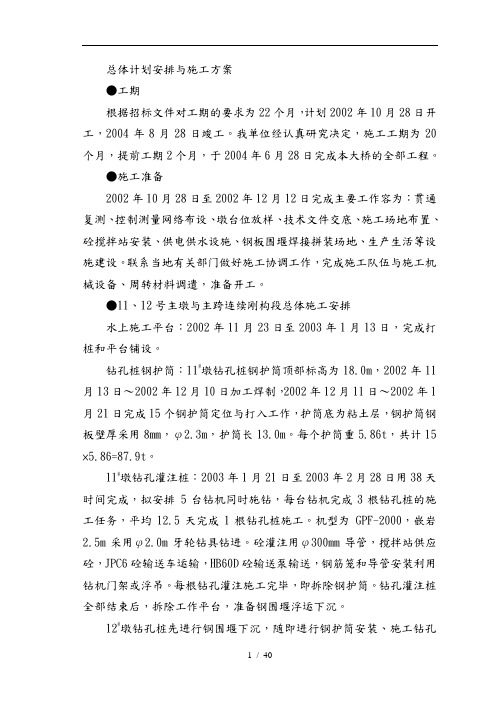 淮河大桥工程施工设计方案