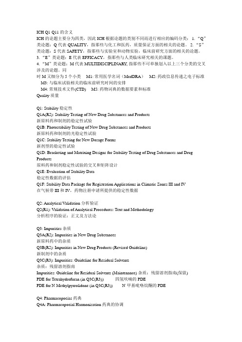 ICHQ1-Q11定义