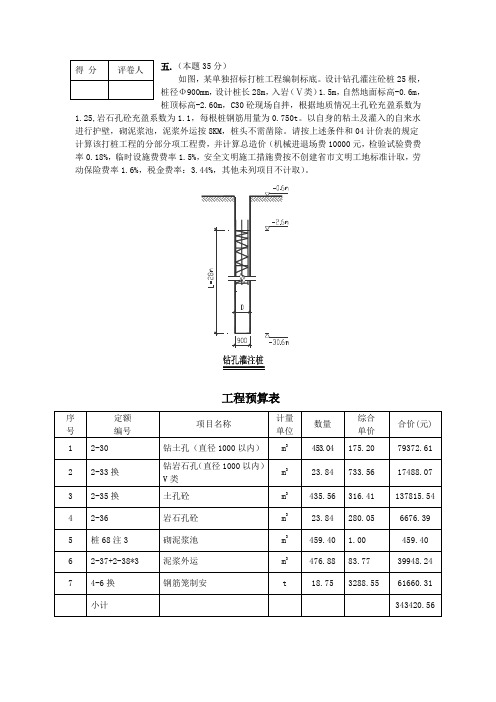 钻孔灌注桩预算