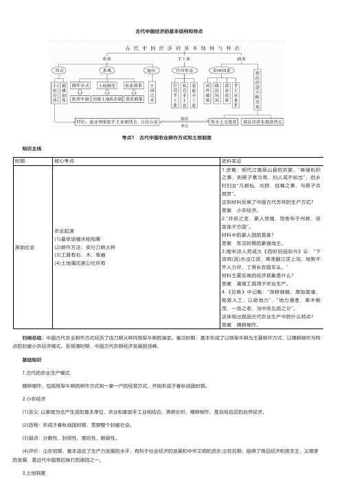 历史考点：古代中国农业耕作方式和土地制度