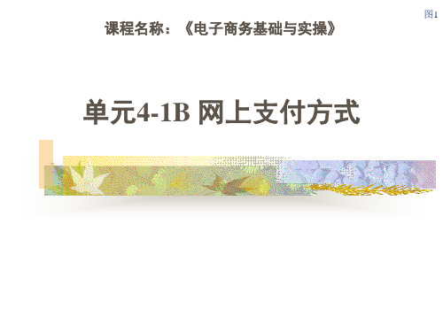 《电子商务基础与实操》课件——网上支付方式