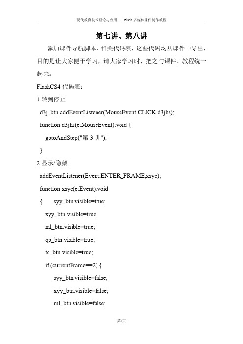 FlashCS4代码表