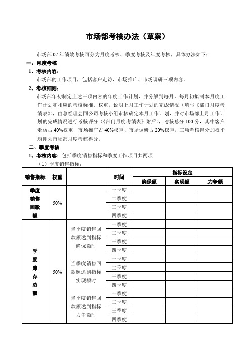 公司市场部考核办法(WORD5页)