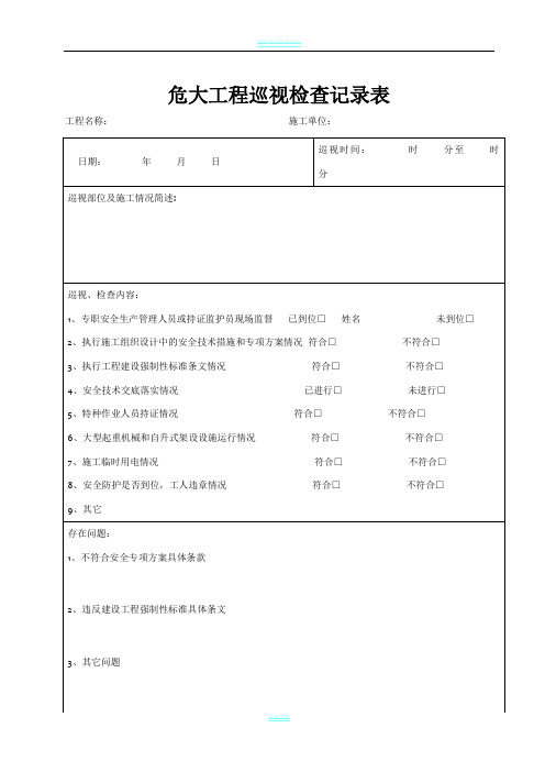 危大工程巡视检查记录表