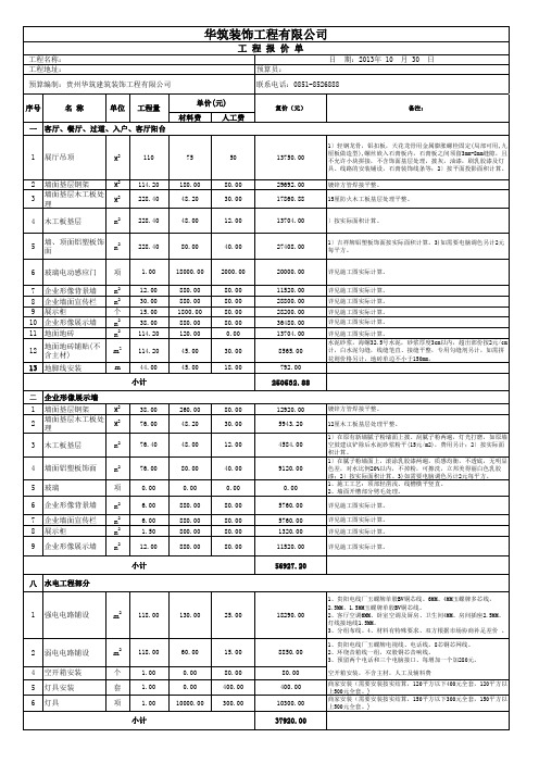 华筑装修工程预算.