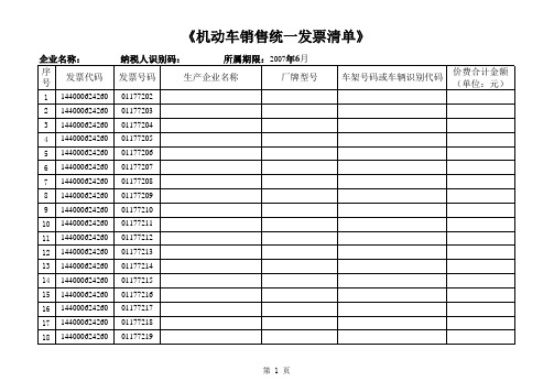 《机动车销售统一发票清单》