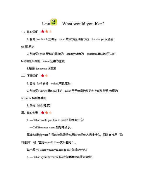 Unit 3 What would you like 知识清单