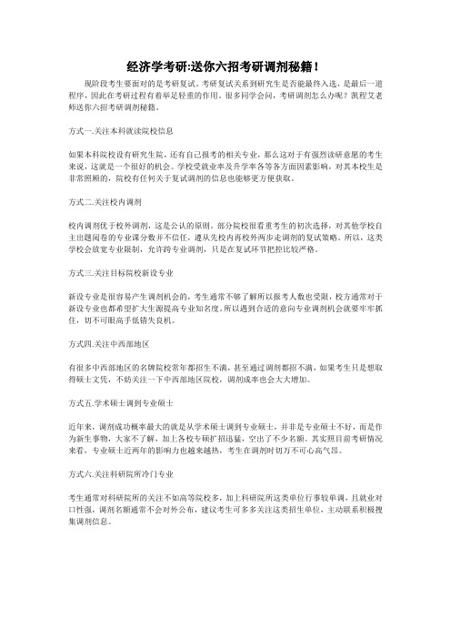 经济学考研：送你六招考研调剂秘籍!