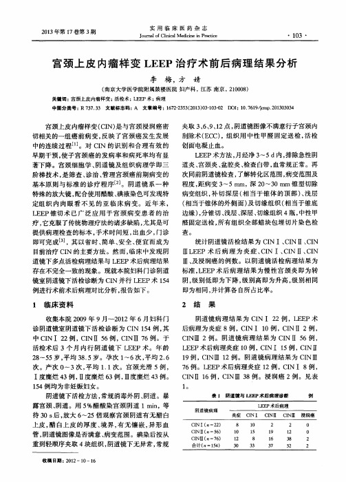 宫颈上皮内瘤样变LEEP治疗术前后病理结果分析