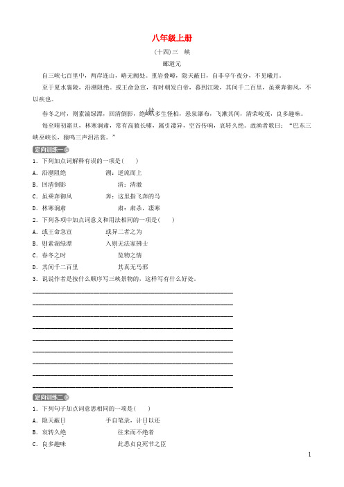 德州市中考语文八年级上册复习习题