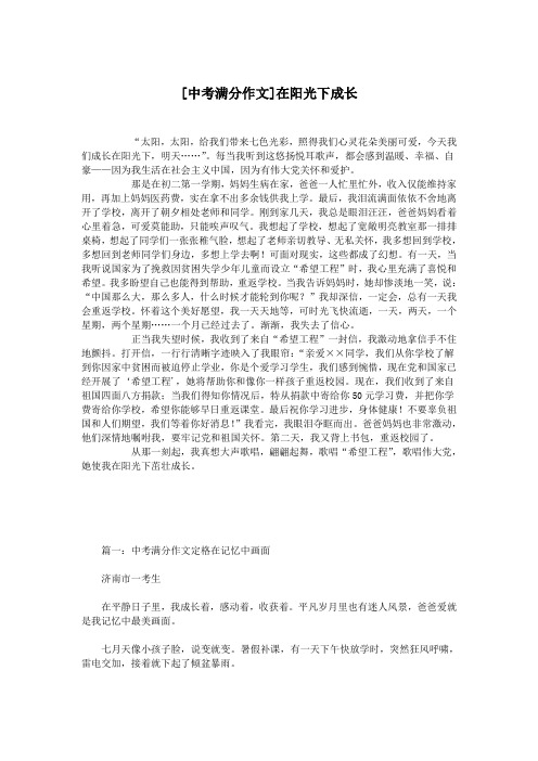 [中考满分作文]在阳光下成长.doc