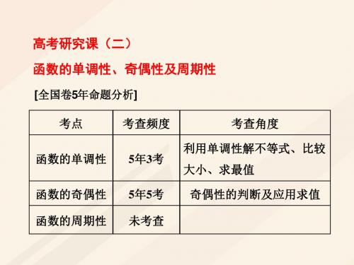 2018年高考数学总复习高考研究课(二)函数的单调性、奇偶性及周期性课件理