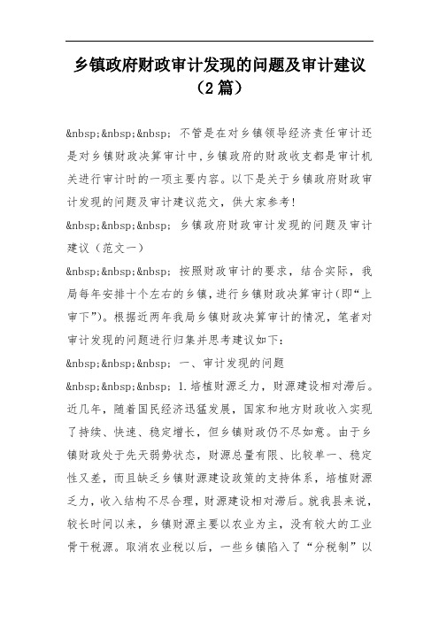 乡镇政府财政审计发现的问题及审计建议(2篇)
