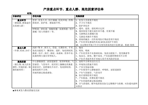 产房重点环节、重点人群、高危因素评估单.wps
