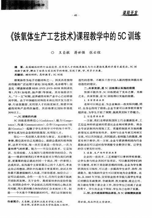 《铁氧体生产工艺技术》课程教学中的5C训练