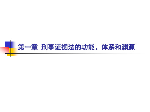 刑事证据法的体系、功能和渊源