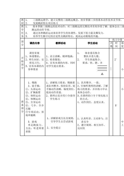高中体育_三级跳远教学设计学情分析教材分析课后反思