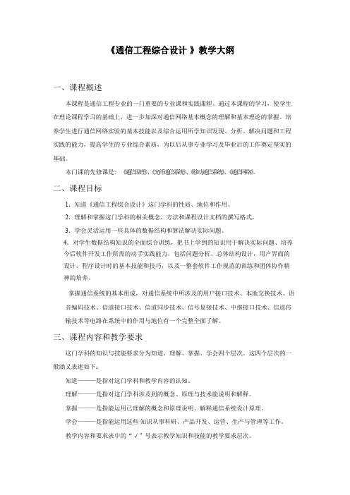 《通信工程综合设计》教学大纲