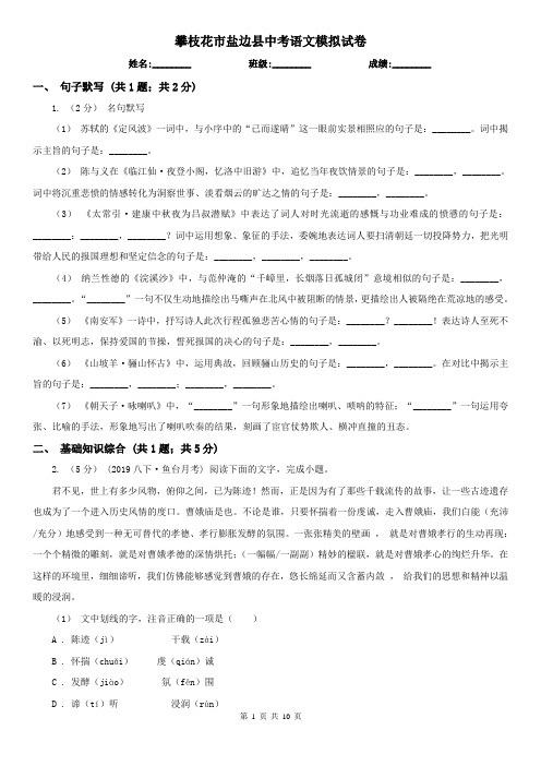 攀枝花市盐边县中考语文模拟试卷