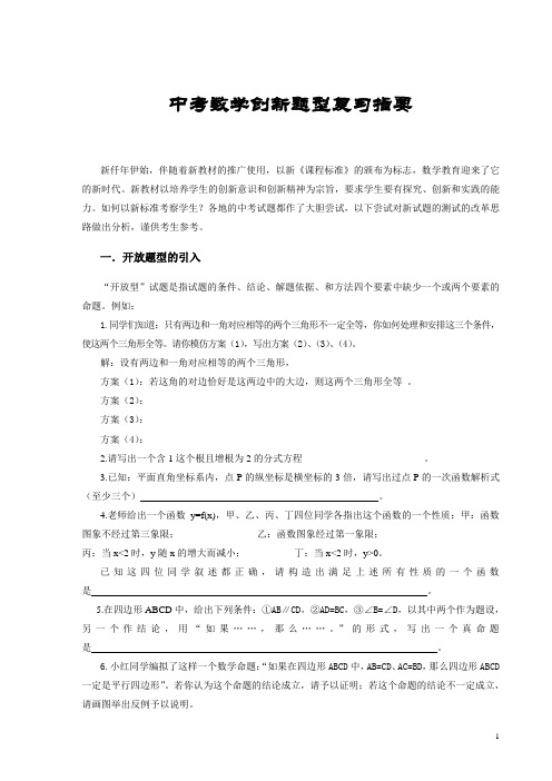 2020年中考数学    中考专题训练——创新题型 (12)