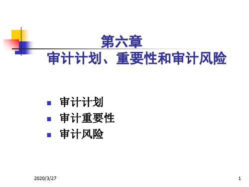 第6章 审计计划、审计重要性与审计风险 