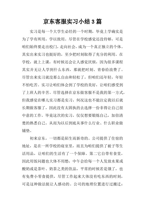 京东客服实习小结3篇