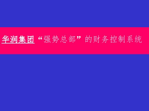 华润集团“强势总部”的财务控制系统介绍
