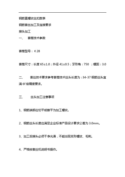 钢筋直螺纹丝扣数表
