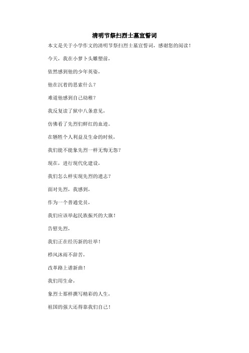 清明节祭扫烈士墓宣誓词_小学作文