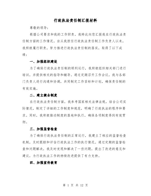 行政执法责任制汇报材料(三篇)