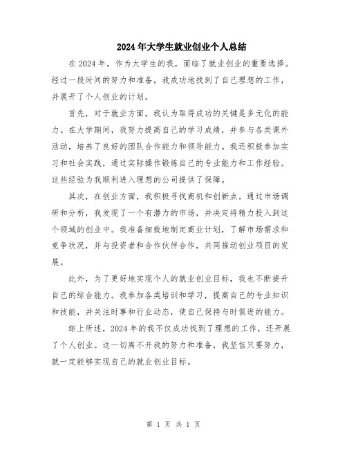 2024年大学生就业创业个人总结