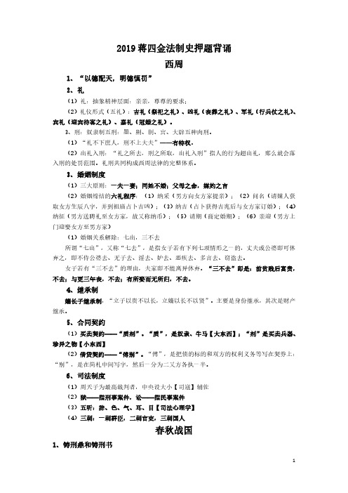 2019年蒋四金法制史押题背诵